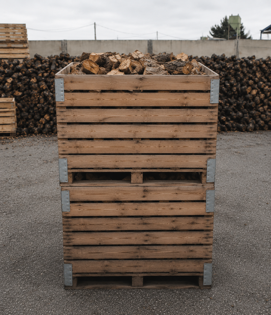 Oliventræsbrænde, 2 kasser (800 kg, stablet)
